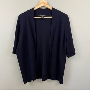 Navy 89th & Madison 1X Open Front Short Sleeve Cardigan